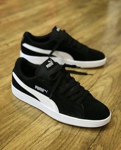 tenis puma smash v2 bdp preto e branco camurça