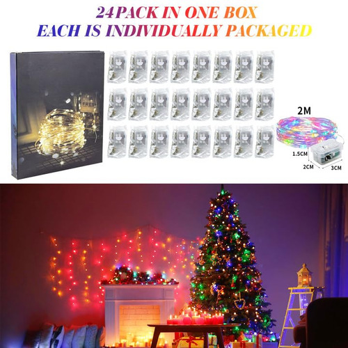 Paquete De 24 Luces De Hadas 2.1 Metros Multicolor Led