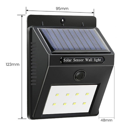 Panel Led Reflector - Sensor Movimiento Pared Exterior Fijo Color De La Carcasa Negro Color De La Luz Blanco Cálido