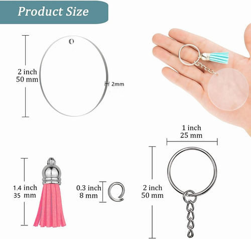 Imagen 3 de 5 de Kit De Llaveros Acrílicos 120pcs Borlas Llaveros Vinilo