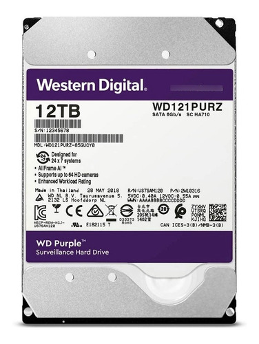 Disco Duro Wd Purple Pro Wd121purz 12tb 7200rpm 256mb Sata 3