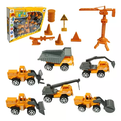 Kit Carrinhos Caminhão Brinquedo Construção Trator Truck Box