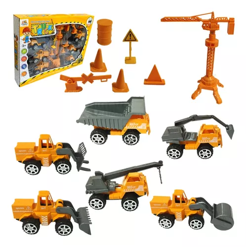 Kit com 4 Tratorzinhos de Construção – Articulados – Aprox 17 Cm