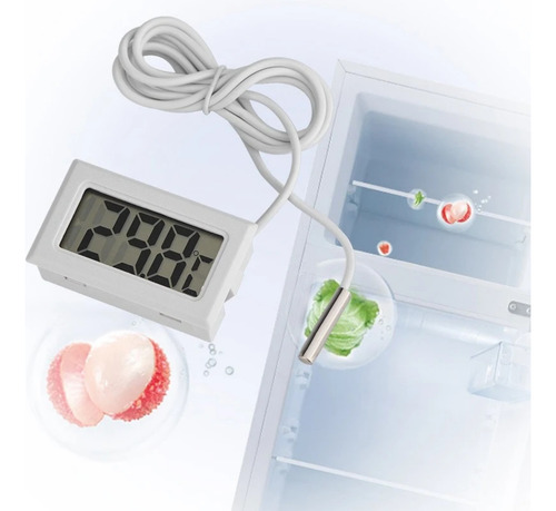 Mini Termómetro Digital Lcd Con Sonda Impermeable Blanco