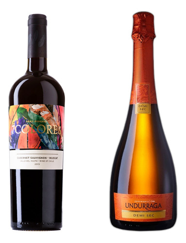 Regalo Pack Vino Espumante 7colores + Undurraga + Caja