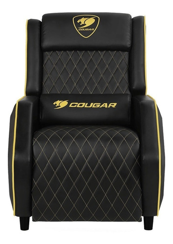 Silla de escritorio Cougar Ranger gamer ergonómica  negra y amarilla con tapizado de cuero sintético