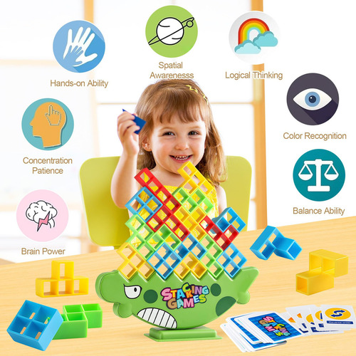 X Tetra Tetris Tower Juego Para Adultos Y Niños, 48 Bloques