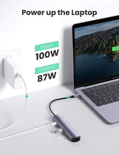 Adaptador Ugreen 5 In 1 Usb-c Multifunction Adapter - Gris