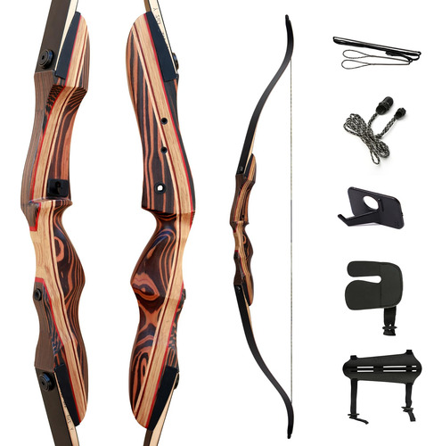 Juego De Arco Recurvo Deerseeker 62 Pulgadas Para Adultos Y Marrón Ambidiestro