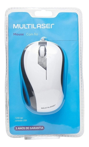 Mouse Multilaser Retrátil Emborrachado Branco Usb - Mo234