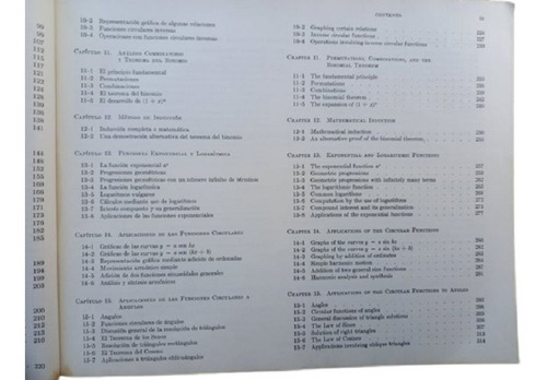Libro Algebra Trigonometría Modernas Bilingue Año 1970 (Usado)