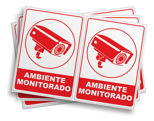 Kit 2 Adesivos Sinalização Ambiente Monitorado 24hrs