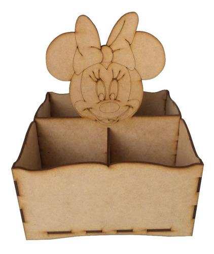 Dulcero Canasta Minnie Mimi Centro Mesa Mdf Mouse 14 Pz