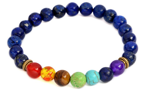 Pulseras De Los 7 Chakras Lapislápzuli 8mm Regalo Meditación