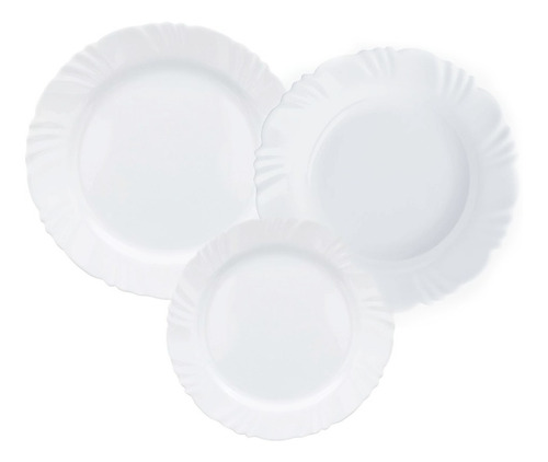 Set Juego 18 Platos Vidrio Blancos Duralex Opaline Petala