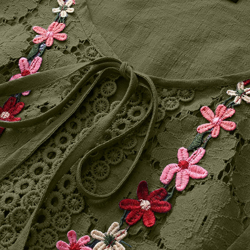 Blusa G Para Mujer, Estilo Vintage, Encaje, Retazos, Lazo, C