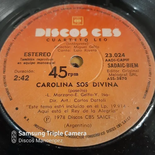 Simple Cuarteto Leo Discos Cbs 23024 C2 (Usado)