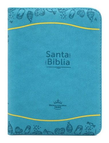 Biblia Reina Valera 1960 Mediana Azul Y Amarillo Cierre