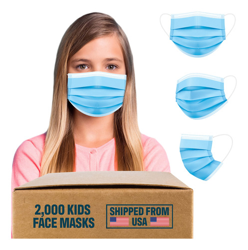 2000 Mascarillas Desechables Para Nios, Mscaras Faciales A G