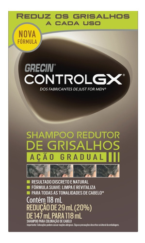 Shampoo Reduz Grisalhos Gradualmente Grecin Control Gx 118ml