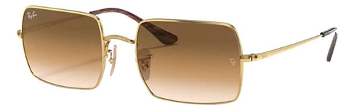 Anteojos de sol Ray-Ban I-Shape Rectangle 1969 Standard con marco de metal color polished gold, lente light brown de cristal degradada, varilla gold de metal - RB1969