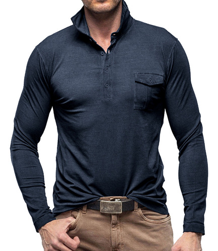 Camisa De Deportiva Para Hombre, Manga Larga, Casual, Polo