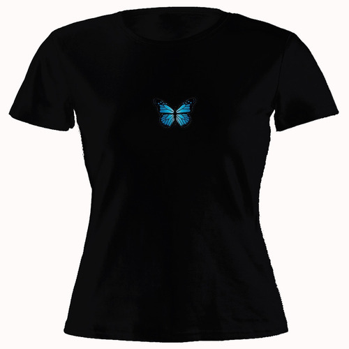 Remera Mujer Algodón Blue Butterfly Mariposa Azul Aesthetic