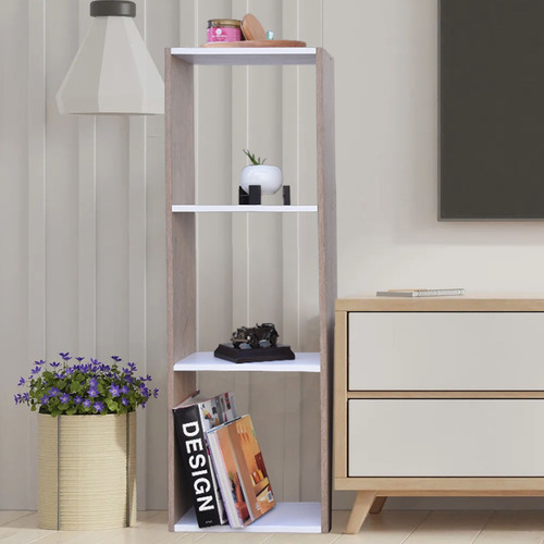 Libreros Minimalistas, Organizador Libano Esquinero Hogare Color Roble-blanco