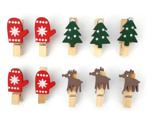 Ml 24x Clips De Madera Navideños, Soporte Para Fotos De