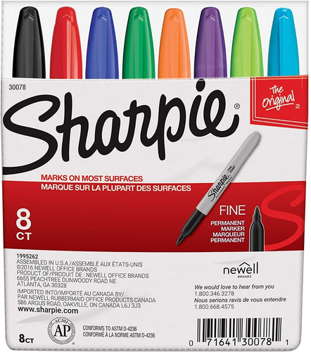 Sharpie Punta Fina Marcador Permanente (8 Unidades