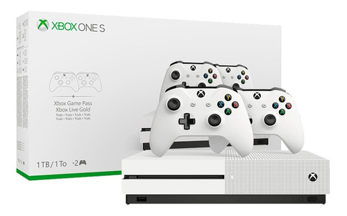 Imagen 1 de 4 de Microsoft Xbox One S 1TB Two-Controller Bundle  color blanco