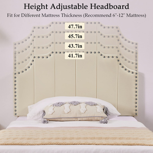 Base De Cama Tapizada Individual Con Cabecera Ajustable Beig