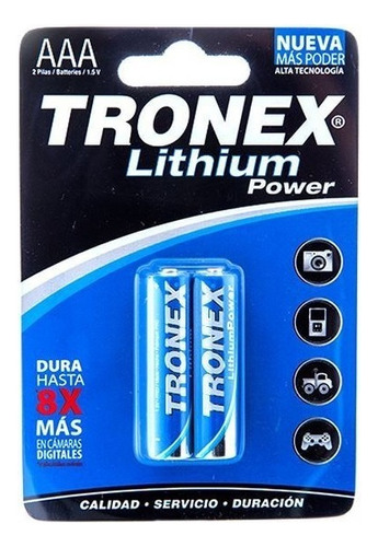 Par Pila Bateria Lithium Alcalina Tronex Aaa 1.5v Fr03 X2