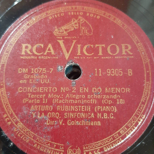 Pasta Arthur Rubinstein Orquesta Nbc 119305 Rca Victor Tc78