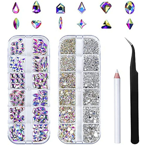 Nail Art Rhinestones Kit Huetfat 120pcs Multi Formas Glass C