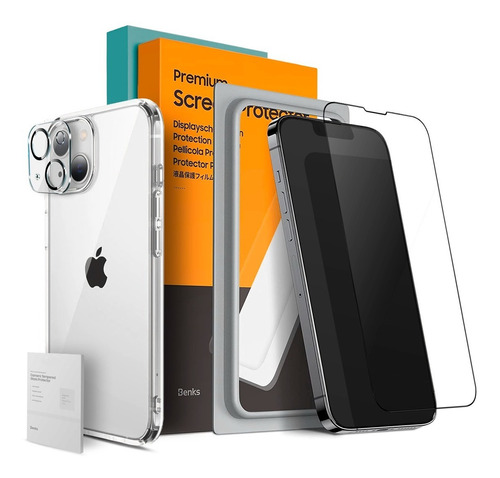 Imagen 1 de 10 de Case iPhone 13 Mini 5.4 Protector 360° Full Vidrio Benks