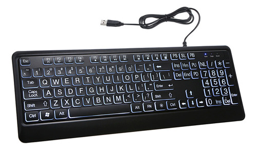 Teclado Com Fio Retroiluminado De Grandes Dimensões. Letras