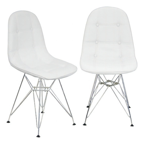 Kit 2 Cadeiras Charles Eames Botonê Eiffel Base Metal