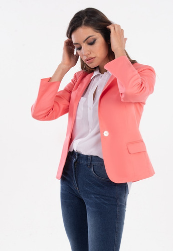 Blazer De Gabardina Forrado, Con Bolsillos Mia Loreto King