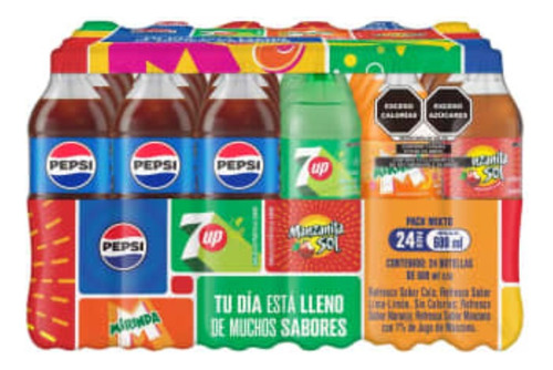 3 Pza Refresco Pepsi Mix 24 Pzas De 600 Ml
