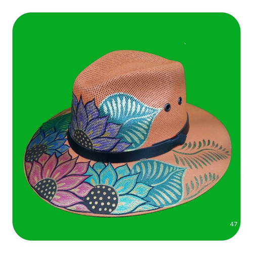 Imagen 5 de 9 de Elegante Sombrero Artesanal Pintado A Mano Varios Modelos 5