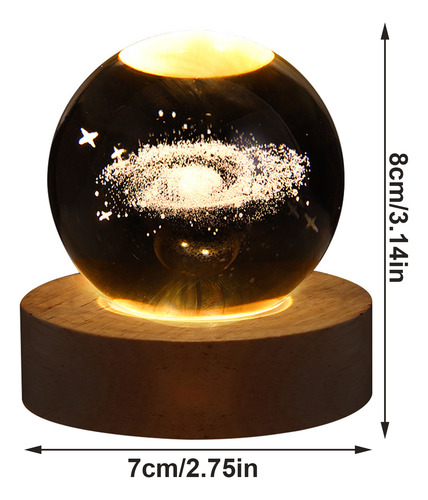 Luz De Noche De Bola Cristal De 3d Nebulosa Para Dormitorio