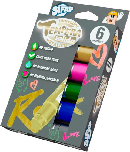 Imagen 1 de 1 de Tempera Solida Sifap Metalica X6