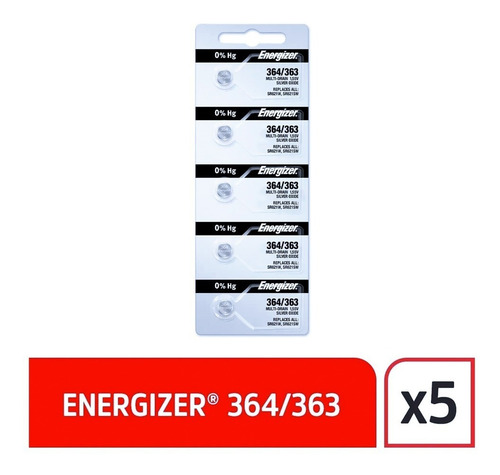 Imagen 6 de 10 de Pila Energizer 364/363 Sr621w Blister X5 Un. Oxido De Plata