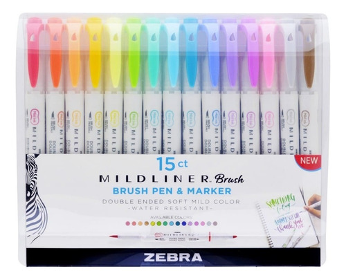 Set 15 Punta Pincel Y Marcador Fino Mildliner Brush Zebra