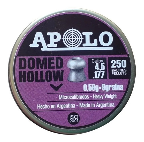 Balines Apolo Domed Hollow 4,5 Mm 8 Grains X 250
