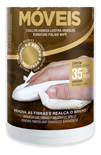 Lenço Umedecida Lustra Moveis Com 35 Unidades 20x18