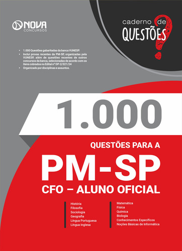 Apostila + Questões Completa Pm Sp 2024 - Aluno Oficial Cfo Polícia Militar De São Paulo - Editora Nova
