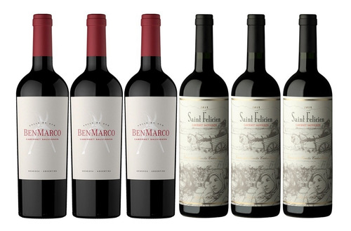 Vino Cabernet Sauvignon Benmarco + Saint Felicien Caja X6