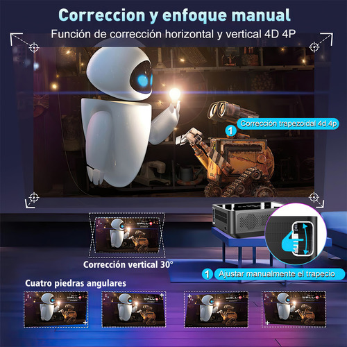 Proyector 8k Profesional Android 9.0 Xnano Full Hd 16000 Lúmenes 4 Gb Ram + 16 Gb Rom Bluetooth 5.0 Wifi 5g / 2.4g